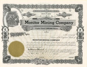 Monitor Mining Co. - Stock Certificate